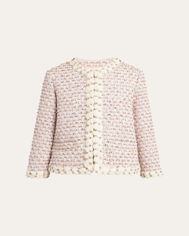 Boxy Crystal-Embellished Tweed Jacket